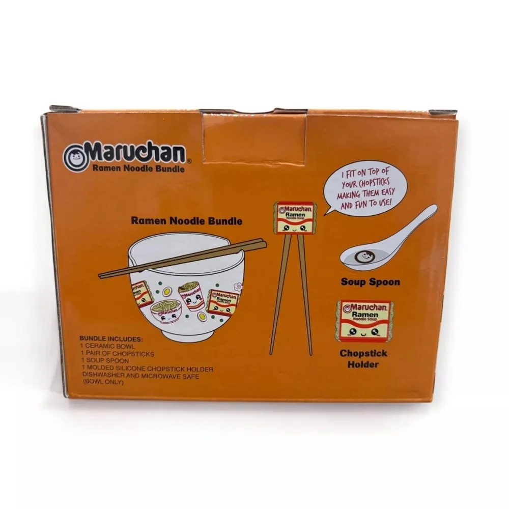 Maruchan Ramen Noodle Bowl with Chopsticks, Chopstick Holder & Soup Spoon NIB